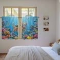 thumbnail image 3 of Ocean Diving Cat Kitchen Curtains 45 Inch Length, Coastal Coral Fish Marine Life Tiers Curtains for Bathroom Bedroom Cafe, Light Filtering Small Window Treatment Short Drapes 2 Panels 42"Wx45"L, 3 of 8