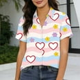 thumbnail image 6 of Lumeqa Valentines Couple Matching Heart Print Short Sleeve Button Down Shirt Casual Loose Fit Hawaiian Shirt for Husband Wife, 6 of 6