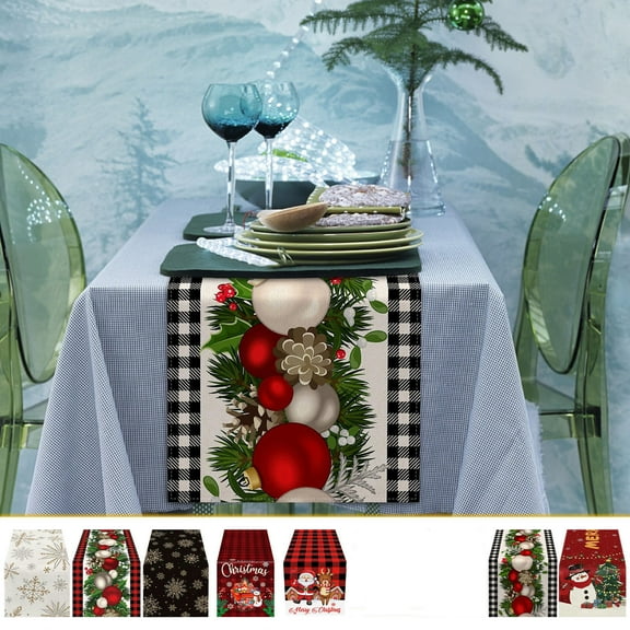 Tyidzon Christmas Table Runner Christmas Balls Table Cloth, Table Runners for Birthday Farmhouse Kitchen Dining Room Holiday Party Home Decor