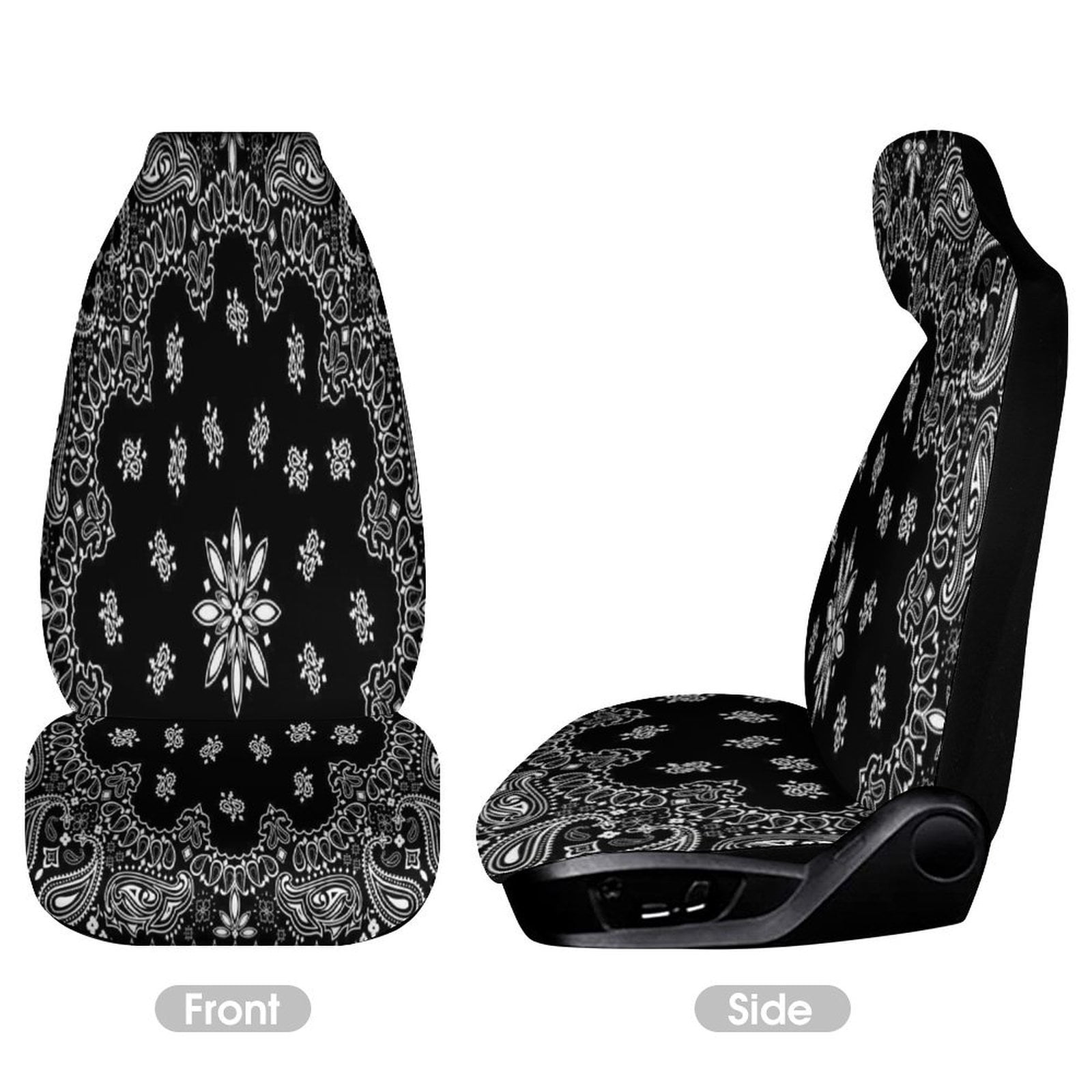 Bandana Pattern Set of 2 Car Seat Covers Seat for Carseats Front Seat Auto Car Interior Accessories Universal 2 Piece