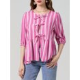 thumbnail image 5 of Raccmtaty Women's Spring Summer Casual Shirts 3/4 Sleeve O Neck Solid Color/Striped Blouse, 5 of 7
