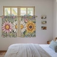 thumbnail image 3 of Vintage Daisy Floral Kitchen Curtains 45" Length, Spring Flowers Botanical Leaves Checkered Wooden Tiers Curtains for Bathroom Bedroom Cafe, Light Filtering Window Treatment Drapes 2 Panels 42"Wx45"L, 3 of 8