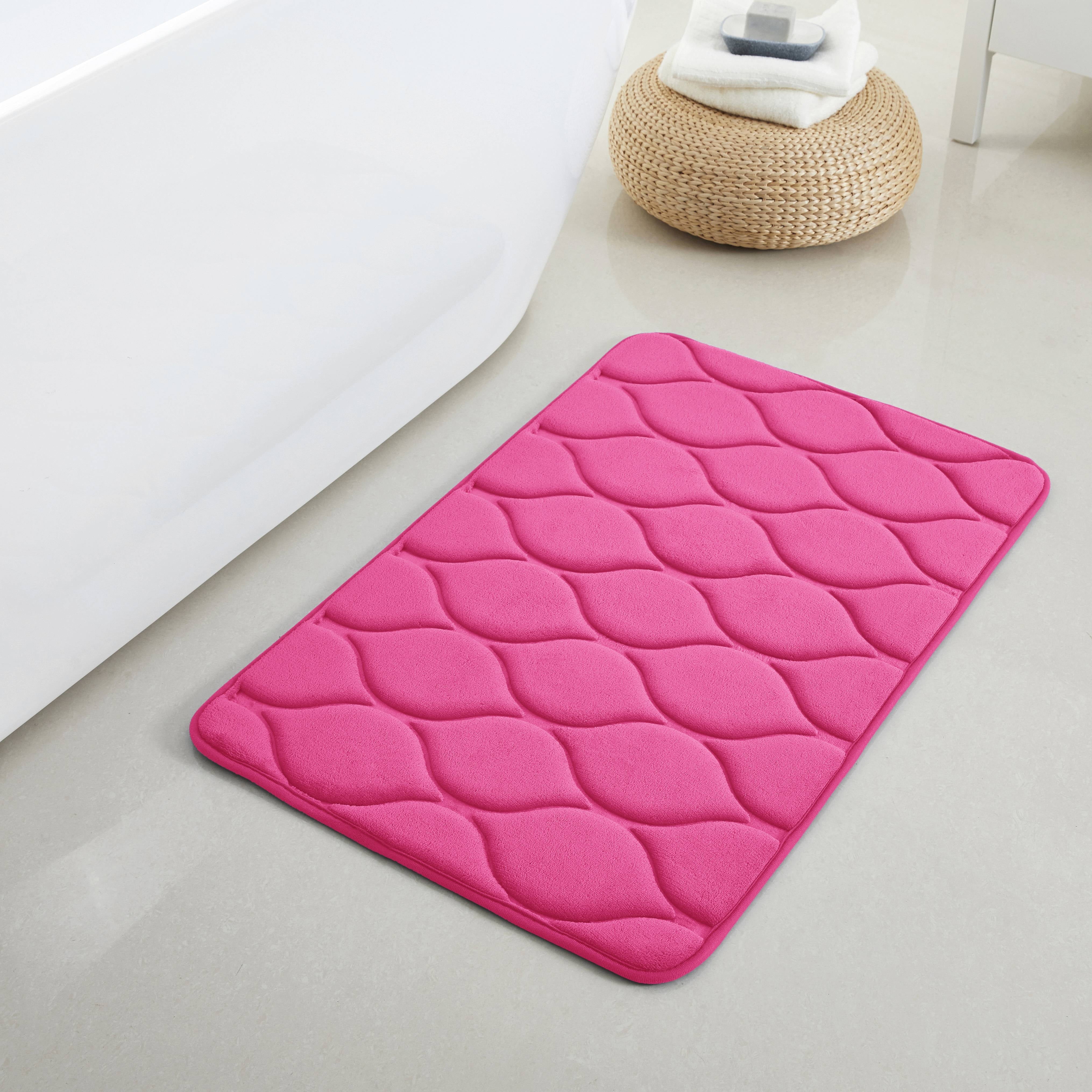 Yafa Home Fashion 1pc:24" X 35" Bath Rug, Memory Foam; Machine Washable, Water Absorbent & Non-Slip Bathmats(Fuchsia)