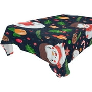 SKYSONIC Christmas Snowman Tablecloth Waterproof Washable Polyester Square Table Cover Durable Tablecloth for Kitchen Dining Table Party Decor (60 X 60 Inch)