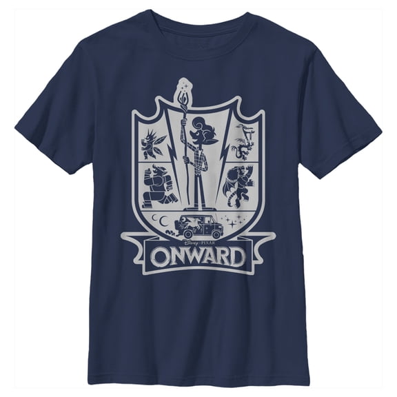 Boy's Onward Character Icon Crest  Graphic Tee Navy Blue X Large
