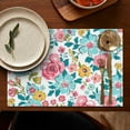 thumbnail image 4 of Pioneer Flower Floral Print Pattern Summer Placemats Table Placemats Set Of 6-Linen Kitchen Washable Placemats Table Mats 12x18 Inch Non-Slip Heat Resistant, 4 of 5