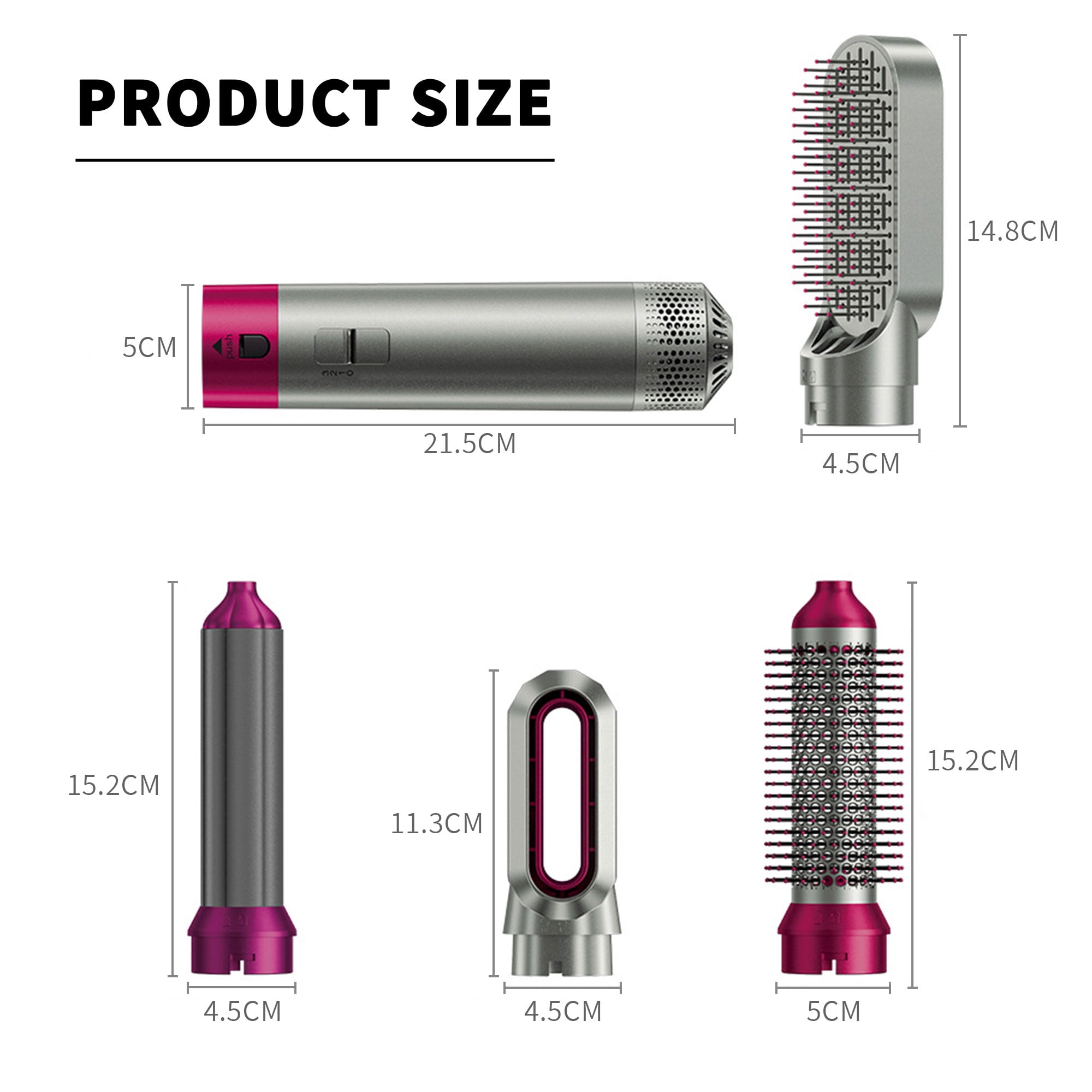 5 in 1 Hair Dryer Brush Set – Ionic Air Styler, Blow Dryer, Curling Iron & Hot Air Brush in One, Detachable Design for Drying, Curling, and Straightening Hair