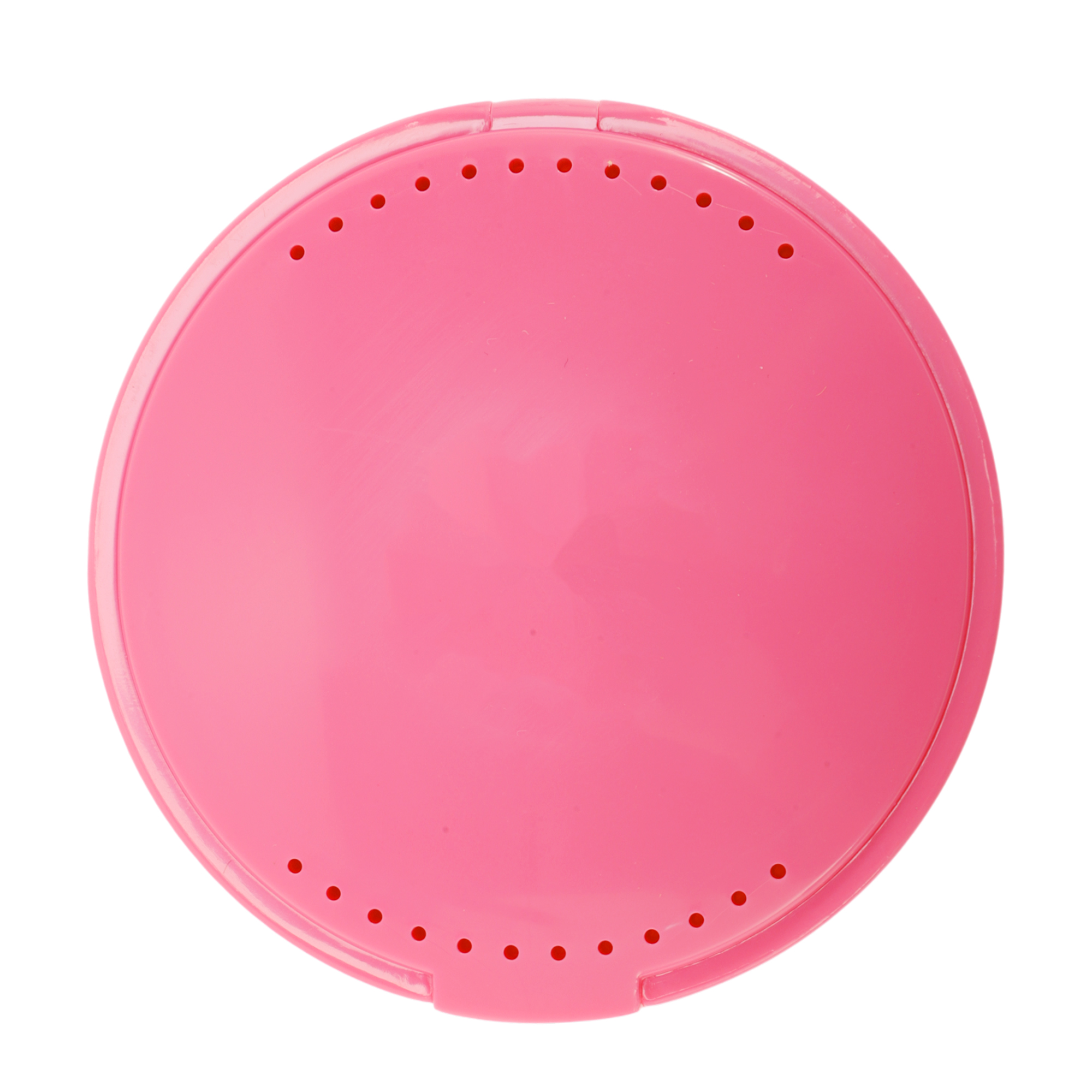 Unique Bargains Round Braces Box with Mirror 1 Pc Pink