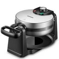 AICOOK 180° Flip Belgian Waffle Maker, Waffle Iron, Stainless steel, 4Slice, Nonstick, Silver