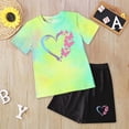 thumbnail image 2 of ZHANGDER Toddler Girls Summer Outfits 1T 2T 3T 4T 5T T-Shirts Shorts Clothing Set Short Sleeves Cute Summer Short Set 2 Pieces Shorts Set, Mint Green 4-5T, 2 of 4
