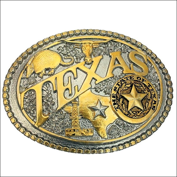 Montana Silversmiths Men's Two-Tone Texas State Heritage Attitude Belt Buckle - 60811TXP2 One Size