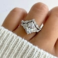 thumbnail image 6 of BERRICLE Sterling Silver Halo Wedding Engagement Rings Oval Cut Cubic Zirconia CZ Wishbone Ring Set for Women, Rhodium Plated Size 9, 6 of 19