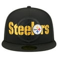 thumbnail image 2 of Men's New Era  Black Pittsburgh Steelers Overlap Wordmark 59FIFTY Fitted Hat, 2 of 5