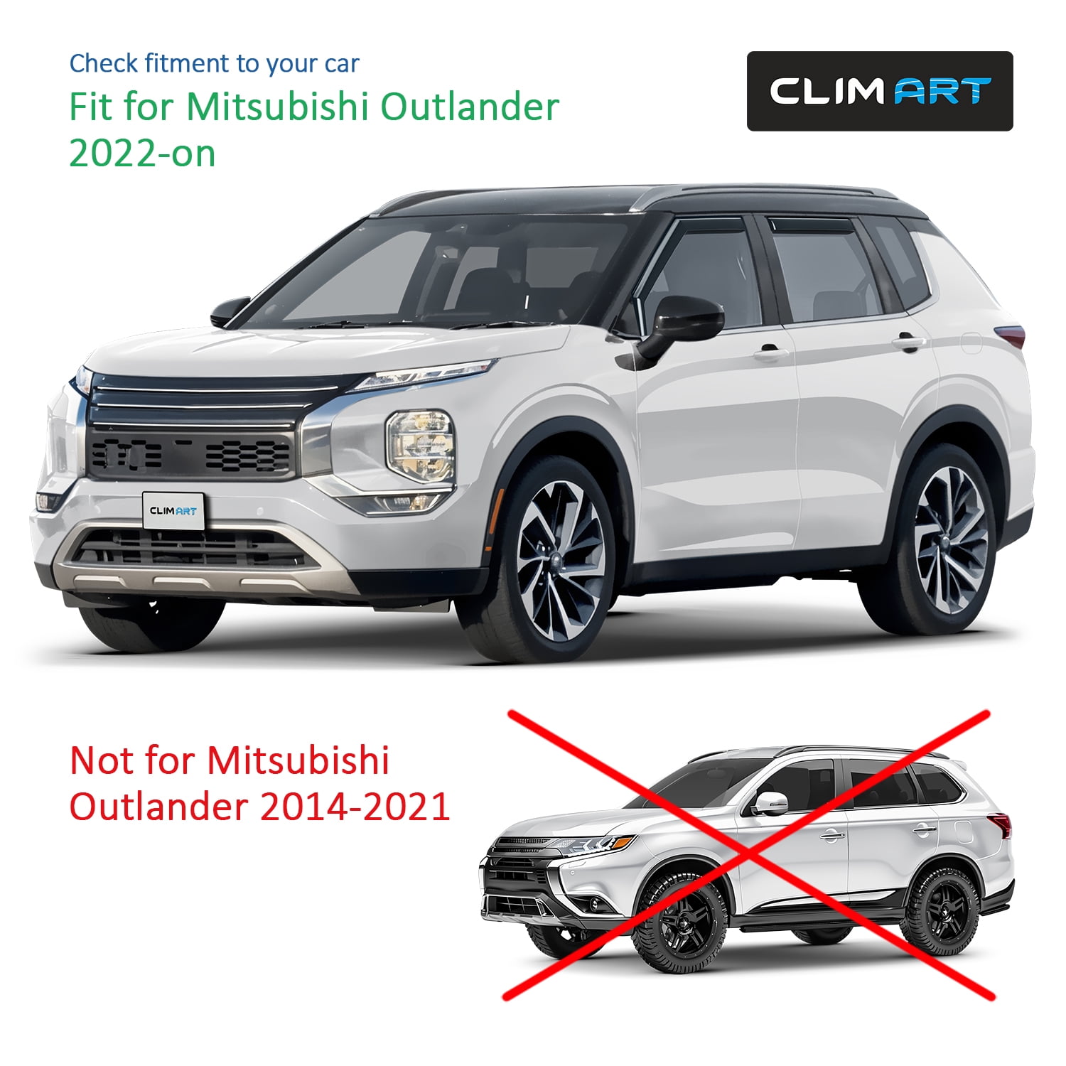 CLIM ART in-Channel Incredibly Durable Rain Guards for Mitsubishi Outlander 2022-2026, Original Window Deflectors, Vent Window Visors, Vent Deflector, 4 pcs. - 622479