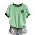 thumbnail image 5 of St Patricks Day T Shirts for Women Animal Print Knitted Ribbed Short Sleeve Casual Crewneck Top Daily Wear Light Green XXXXXL, 5 of 5