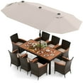 thumbnail image 1 of Costway 11 PCS Patio Dining Set with 15ft Double-Sided Patio Umbrella (Base Included) Beige, 1 of 10