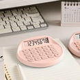 thumbnail image 3 of WKSCLPAI Round Solar Calculator, Portable Mini Desktop Calculator, Basic Standard Calculators with 8-Digit LCD Display, Stylish Macron Colorway, Pink, 3 of 7