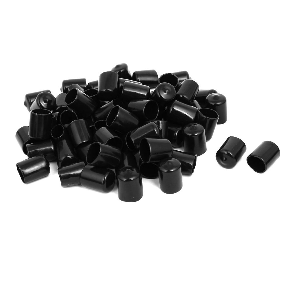 15mm Inner Dia Rubber Hose End Cap Screw Thread Protector Cover Black