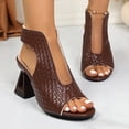 thumbnail image 4 of Caywon Women Heel Sandals Peep Toe Block Heel, Woven Texture Ladies Shoes Dressy, Comfortable Summer Evening Party, Sandalias Mujer, 4 of 7