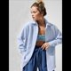 thumbnail image 4 of Camisas de Mujer con Botones, Larga, Algodón, Informales, con Cuello, Corte Holgado. Azul L, 4 of 7