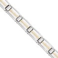 thumbnail image 2 of Stainless Steel Polished and Brushed 14kt Gold Link Bracelet, 2 of 7