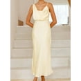 thumbnail image 3 of Women's Satin Asymmetrical Midi Dress 100% Polyester Elegant Eveningwear for Special Occasions and Chic Parties, 3 of 27
