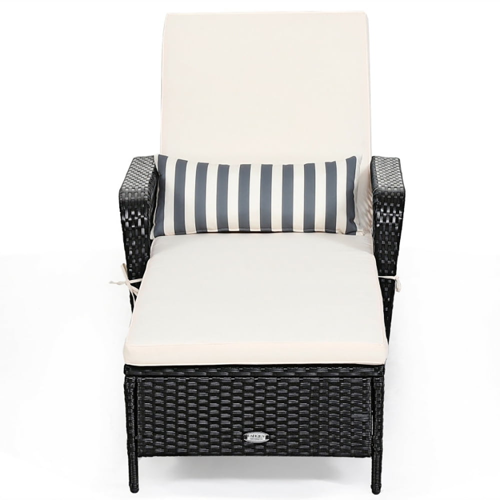 Aimee Lii PE Rattan Chaise Lounge Chair Arm Chair Recliner Adjustable with Pillow, Patio Loungers Aimee Lii PE Rattan Chaise Lounge Chair Arm Chair Recliner Adjustable with Pillow, Patio Loungers