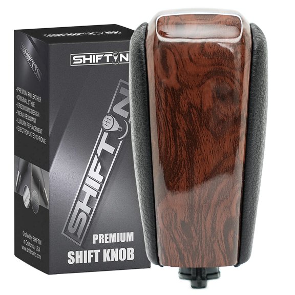 SHIFTIN Leather Wood Gear Shift Knob Stick Shifter for Toyota Land Cruiser Prado FJ-150 (Black Leather / Maple Brown)