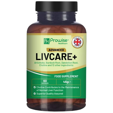 Advanced Livcare+ 60 Vegan Capsules | Added with Choline, Artichoke, Burdock Root, Dandelion Root, and 12 Other Active Ingredients for Men and Women by Prowise
