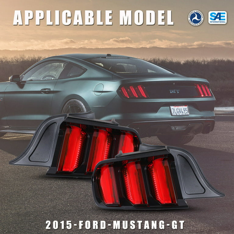For 2015-2022 Ford Mustang Euro Style LED Tail Lights Sequential Signal Red  Pair