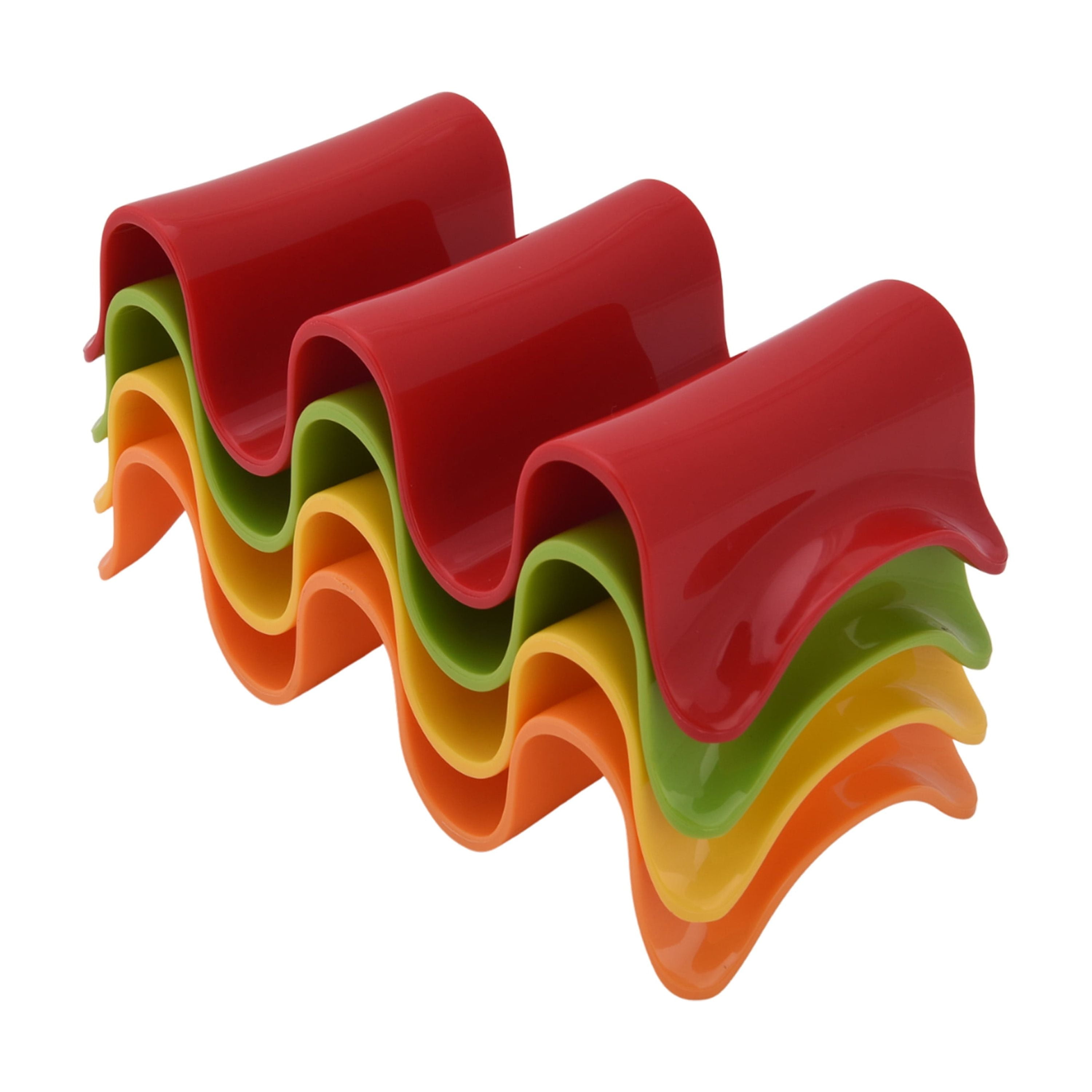 (4 pack) Mainstays Stackable Triple Taco Holder Stand 4-Pack Multicolor - Easy Serve & Dishwasher Safe