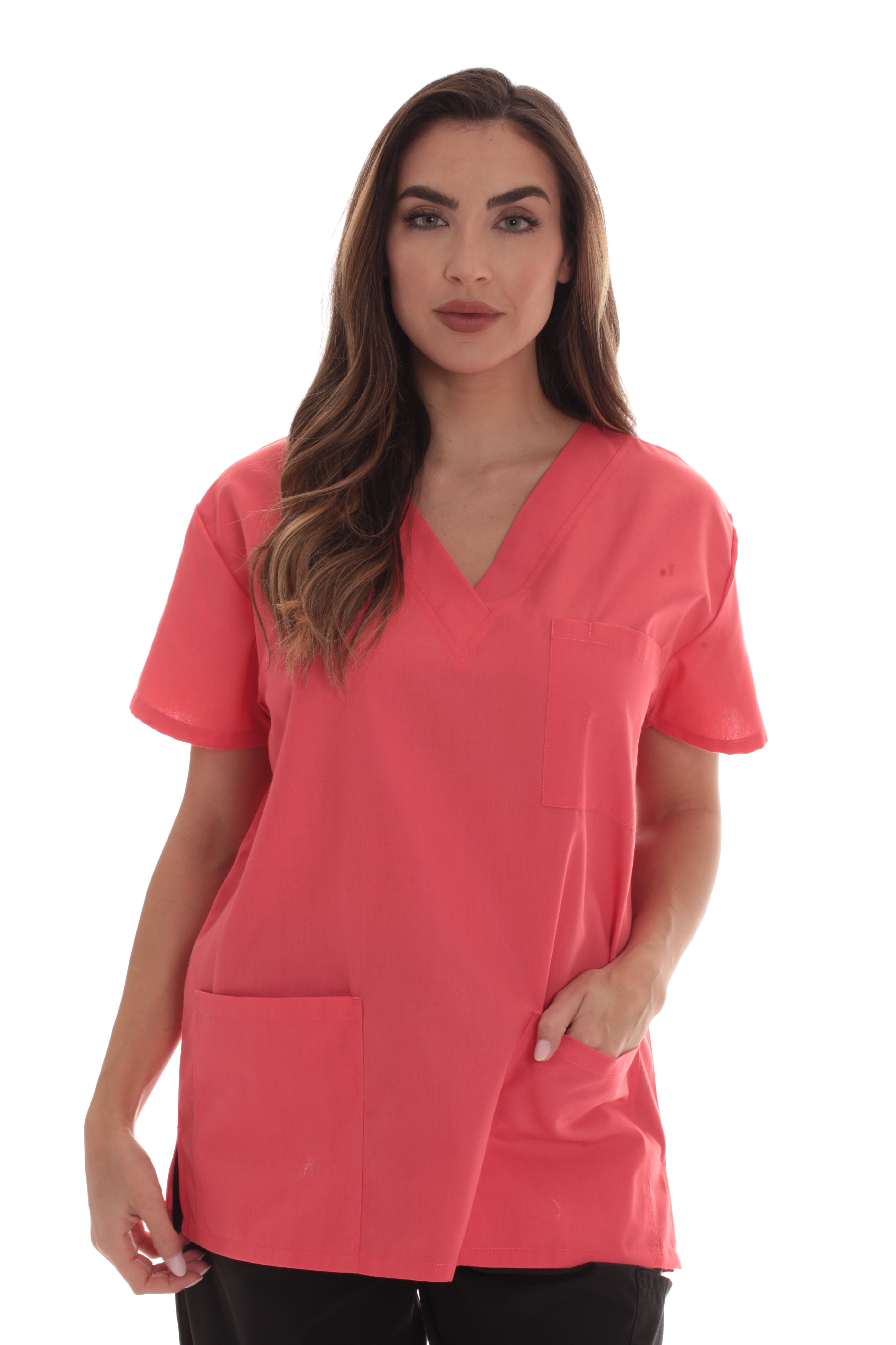 Just Love Solid Scrub Top for Women with Pockets and VNeck