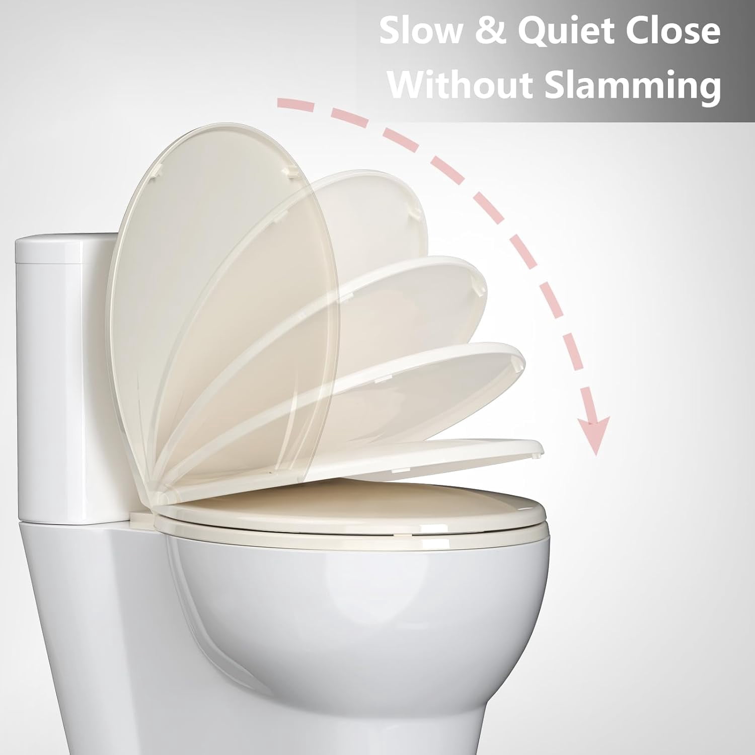 Toilet Seat, Soft Close Toilet Seat Quiet Lid, Quick-Release Hinges and Quick-Attach Hardware, Apartment Essentials, for Easy Clean and Stain-Resistant