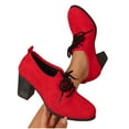 thumbnail image 3 of Xucatan confort Women's Ankle Boots,Lace-up Round Toe Comfortable Oxfords Shoes Suede Lace up Dress Shoes Mid Heel Dress Booties with Side Zipper Gift, 3 of 9