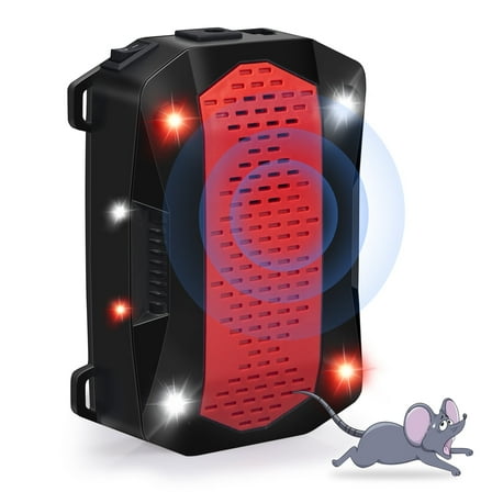 Under Hood Animal Repeller - Red/White Flash Light - 12V Engine Deterrent - Ultrasonic Rat & Squirrel Repellent