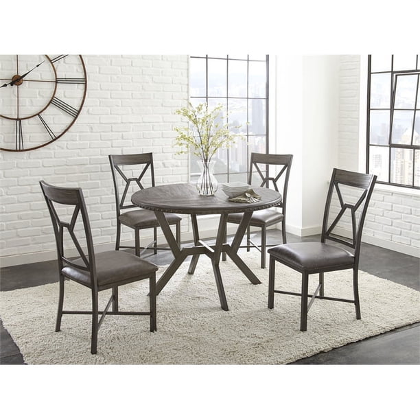 Steve Silver Alamo Set of 2 Faux Leather Dining Side Chair, Gray