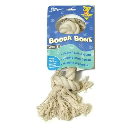 Booda Products-2 Knot Rope Bone Dog Toy- White Large