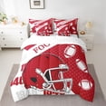thumbnail image 2 of Manfei Rugby Sport 7pcs Bedding Comforter Set,Football Sport Helmet Queen Bedding Sets,Red White Queen Sheet Sets For Boy,Microfiber Bedroom Decor Reversible, 2 of 8