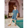 thumbnail image 3 of Arshiner Boys 2 Pieces Summer Beach Outfits Short Sleeve Button Down Shirts and Shorts Vacation Texture Sets for Kids, 3 of 8