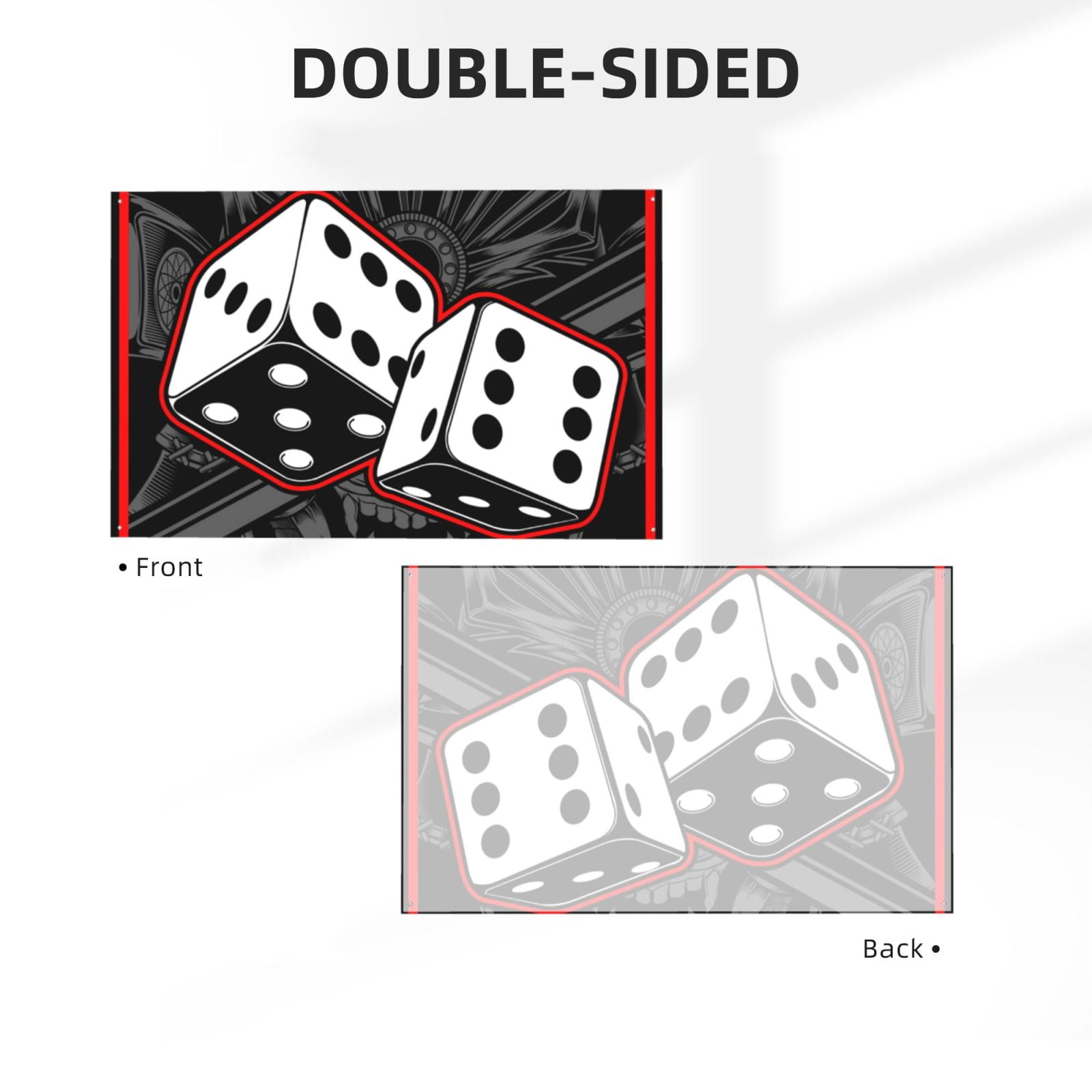 Dice Black White Four Hole Decorated Banner Flag for Garden Yard Home Decoration Indoor Outdoor 4x6 Ft