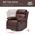 thumbnail image 5 of Farini Small Swivel Rocker Recliner Chair for Adult, PU Leather Recline Sofa Chair with Footrest for Bedrooms, Living Rooms & Small Spaces, Brown, 5 of 9