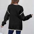 thumbnail image 6 of Women's Fashion Color Blocked Round Neck Long Sleeved Knitted Sweater Pullover Sweater Top for Fall Winter Stylish Casual Outfits,Black,L, 6 of 7