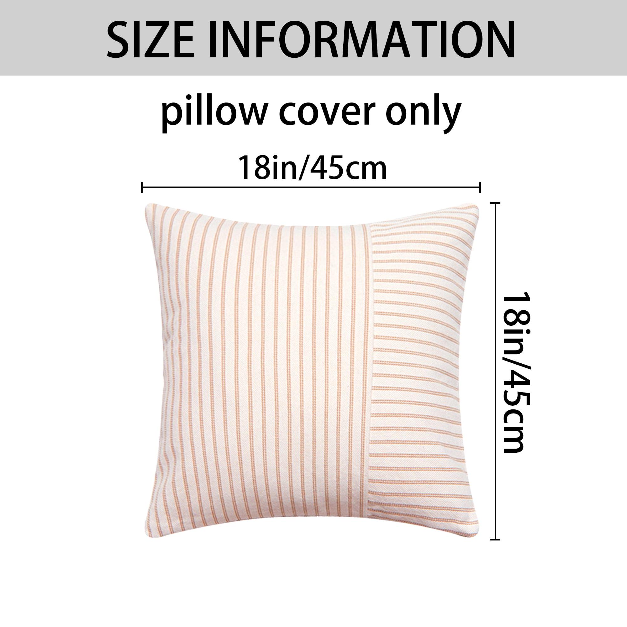 Unique Bargains 4 Pcs Boho Striped Throw Pillow Covers Khaki 18" x 18"/20" x 20"