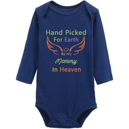 

Hand Picked By My Mommy In Heaven Funny Unisex Newborn Bodysuit Infant Baby Long Sleeve bodysuit