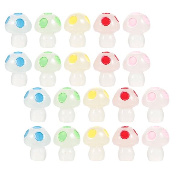 BALAHAPY 50 Pieces Glowing Mini Mushroom Resin Figurines Tiny Decorations for Indoor Home and Party