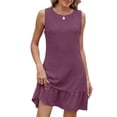thumbnail image 1 of Vestido Corto de Manga Larga Mujer Algodón Lino Color Sólido Empalme Encaje Soluble en Agua, V-Cuello Rodilla-Longitud Vestido para la Moda Y el Uso Informal, 1 of 8