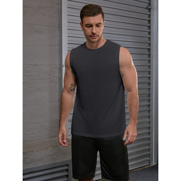 Gearup Black Men's Tank Top Sleeveless Shirts Casual Personalized T-Shirt Customized w/Photo