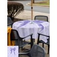 thumbnail image 5 of Outdoor Tablecloths with Umbrella Hole & Zipper, Purple Bow 54x54 Inch Square Tablecloths, Cute Bowknot Simple Pure Color Waterproof Table Cloth, Patio/Pool/Picnic Table Covers, 5 of 8