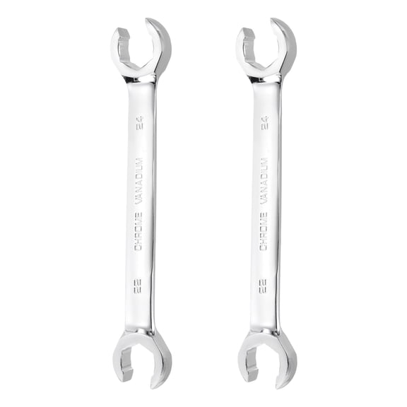 Uxcell 2Pcs 22mm x 24mm Flare Nut Wrench Metric Double Open End 45# Steel Thick Spanner