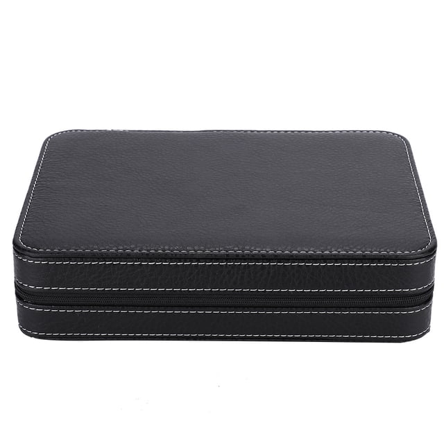 Caja de reloj portátil de 8 rejillas de cuero sintético con cremallera y organizador de almacenamiento para relojes de pulsera